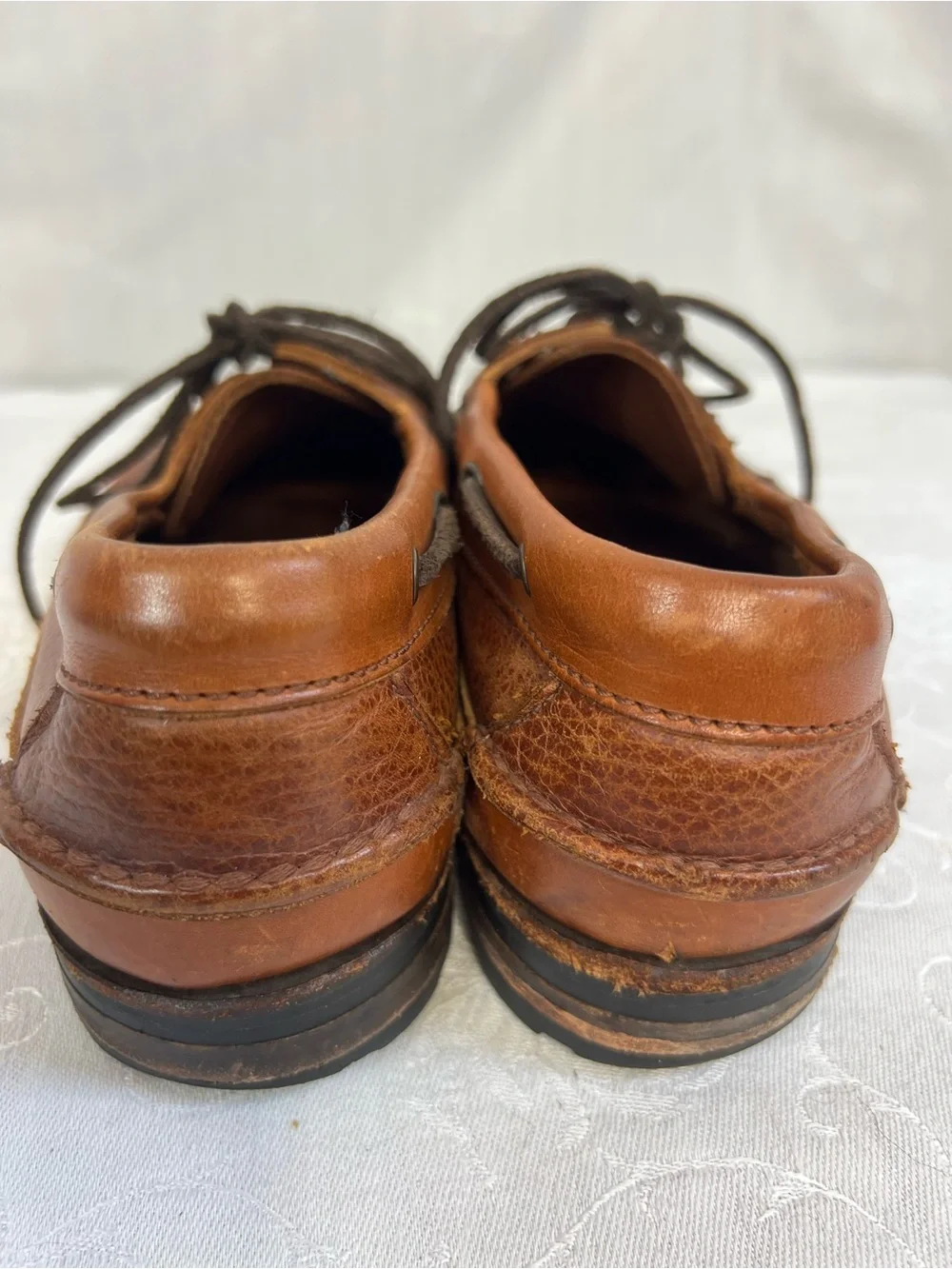 Allen Edmonds Woodhaven Men’s Loafers Brown Leather Slip On Boat Shoes Lace Up 8